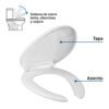 45851 - Asiento alargado para WC,cierre lento,abierto,blanco,ELEMENT