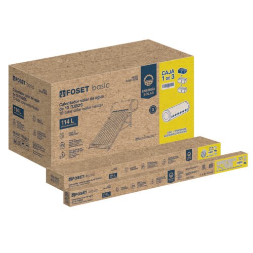 48312 - Calentador solar, 10 tubos, 130L, 3 personas, FOSET BASIC