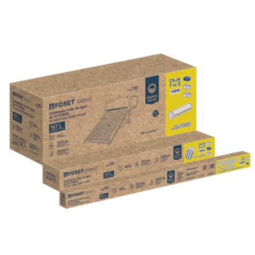 48329 - Calentador solar, 15 tubos, 175L, 5 personas, FOSET BASIC