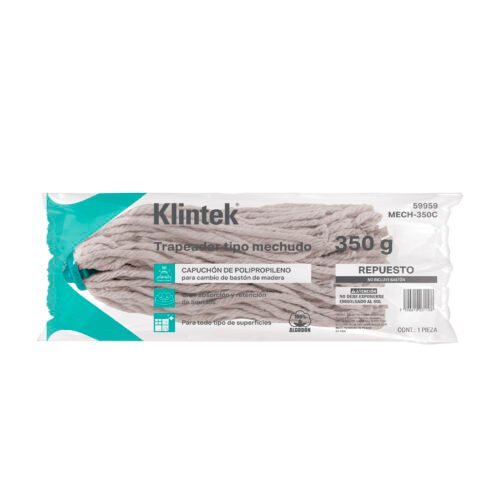 59959 - Trapeador tipo mechudo, 350 g repuesto, algodón, KLINTEK